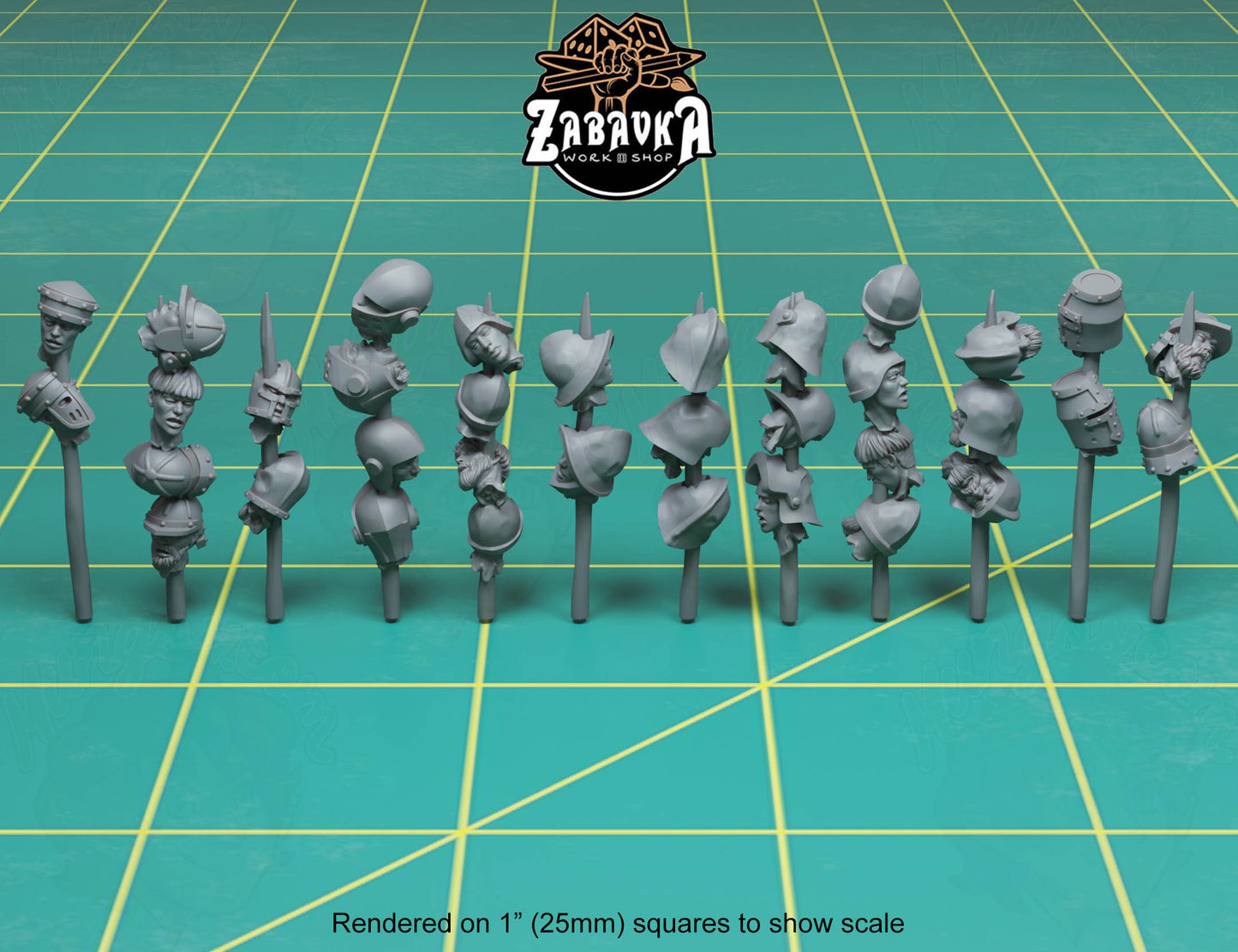 Heads on Pikes (Helmeted) - 12pc Set