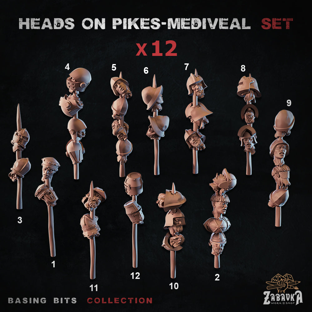 Heads on Pikes (Helmeted) - 12pc Set
